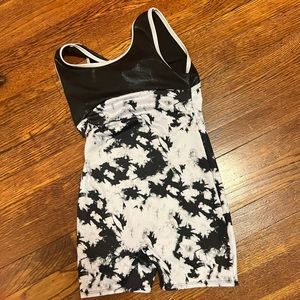 Girls black and white gymnastics leotard